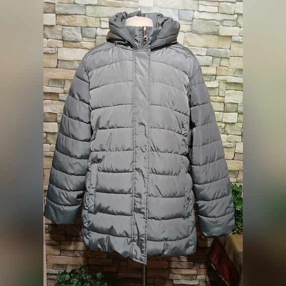 Time and Tru Jackets & Blazers - Like New Women's 1X Gray Bibbed Polyfill Coat Hooded Insulated Outdoor Winter